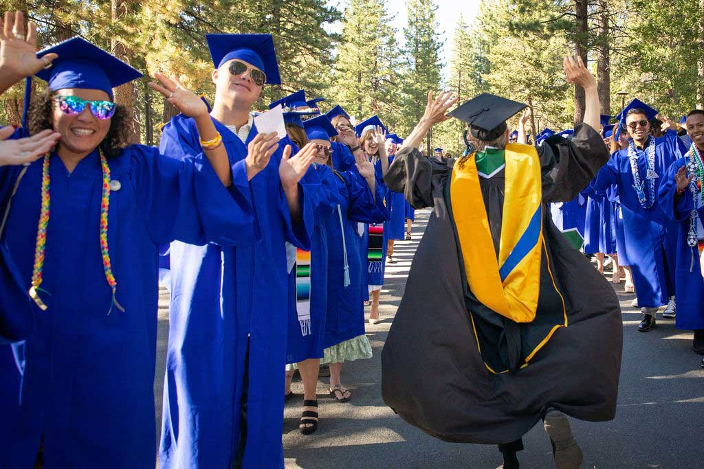 Running the line at Lake Tahoe Community College 2024 Graduation.