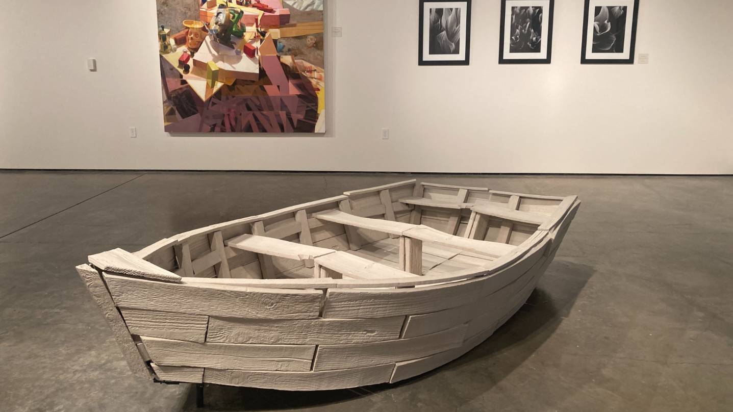 Halden Art Gallery exhibit of ceramic boat