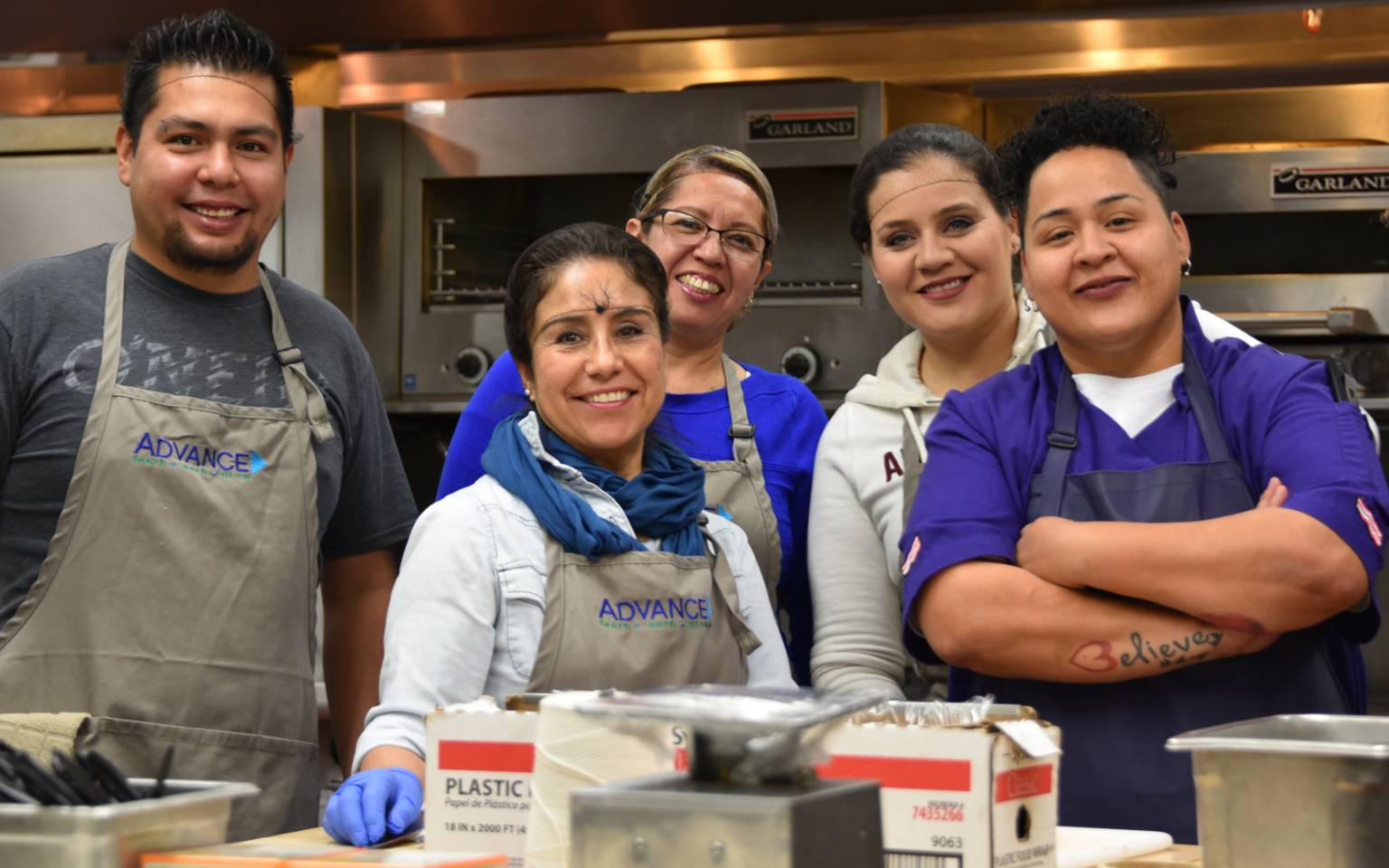 culinary arts students in LTCC's commercial kitchen